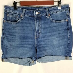 Old Navy High Rise OG Straight Denim‎ Shorts Women Size 14 Blue Jean Cuffed